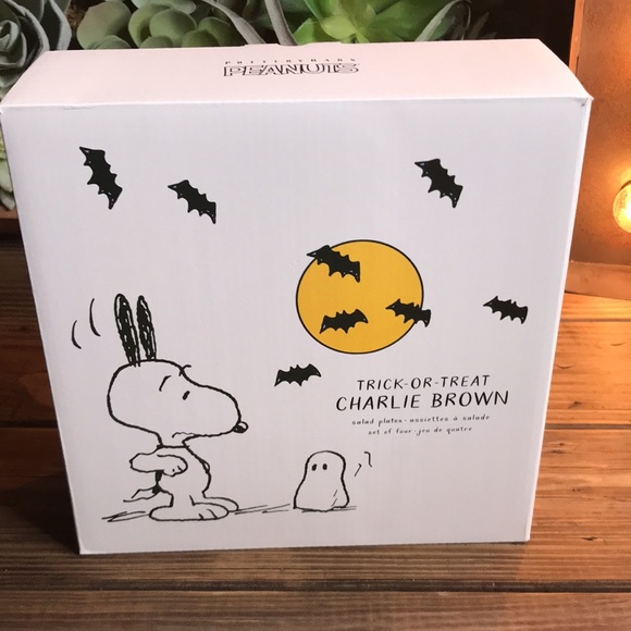 Pottery Barn Peanuts Trick or Treat Charlie Brown Halloween Salad Plates - 4 🎃 - Picture 13 of 16